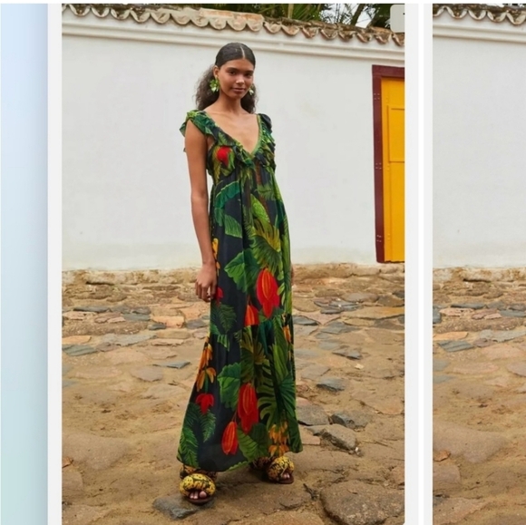 FARM Rio Dresses & Skirts - Farm Rio Cocoa Forest Maxi Dress Size Large NWT